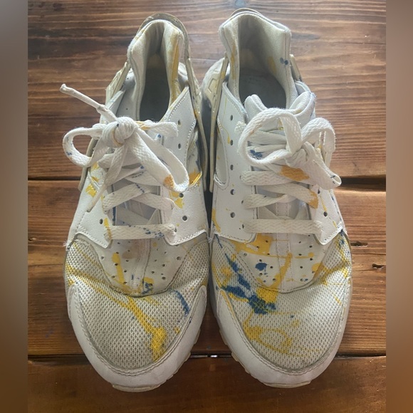 Nike Air Huarache 7 paint splatter youth sneakers unisex laced low tops custom - Picture 1 of 9
